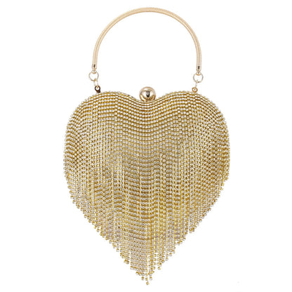 Crystal Tassel Clutch Purse Gold