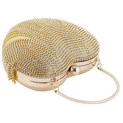 Crystal Tassel Clutch Purse Gold