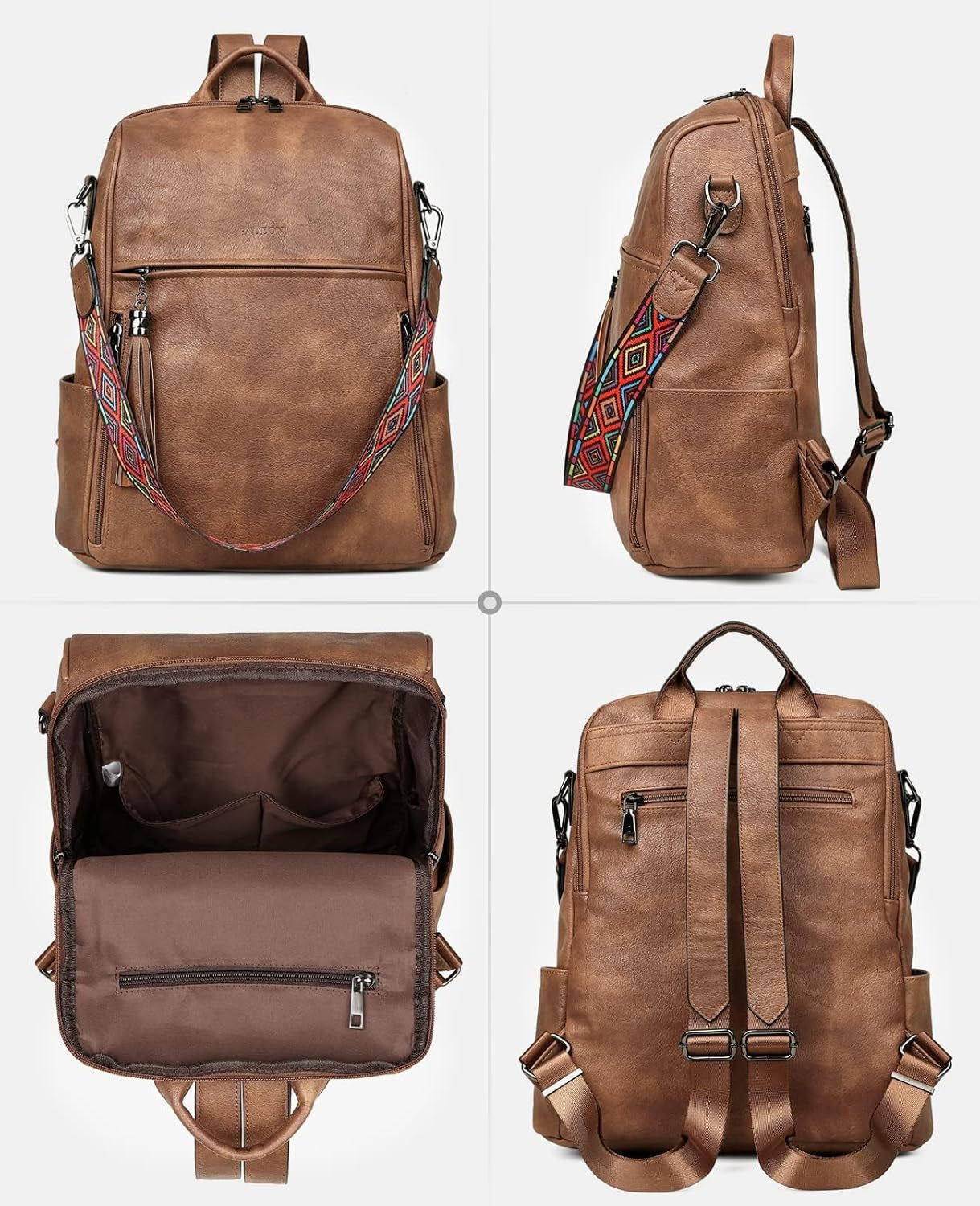 Leather Backpack Purse with Tassel