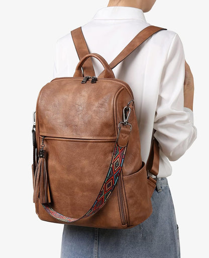 Leather Backpack Purse with Tassel