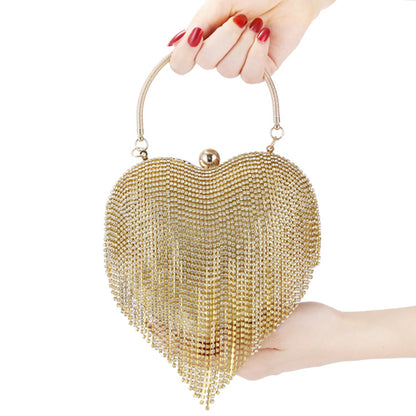Crystal Tassel Clutch Purse Gold