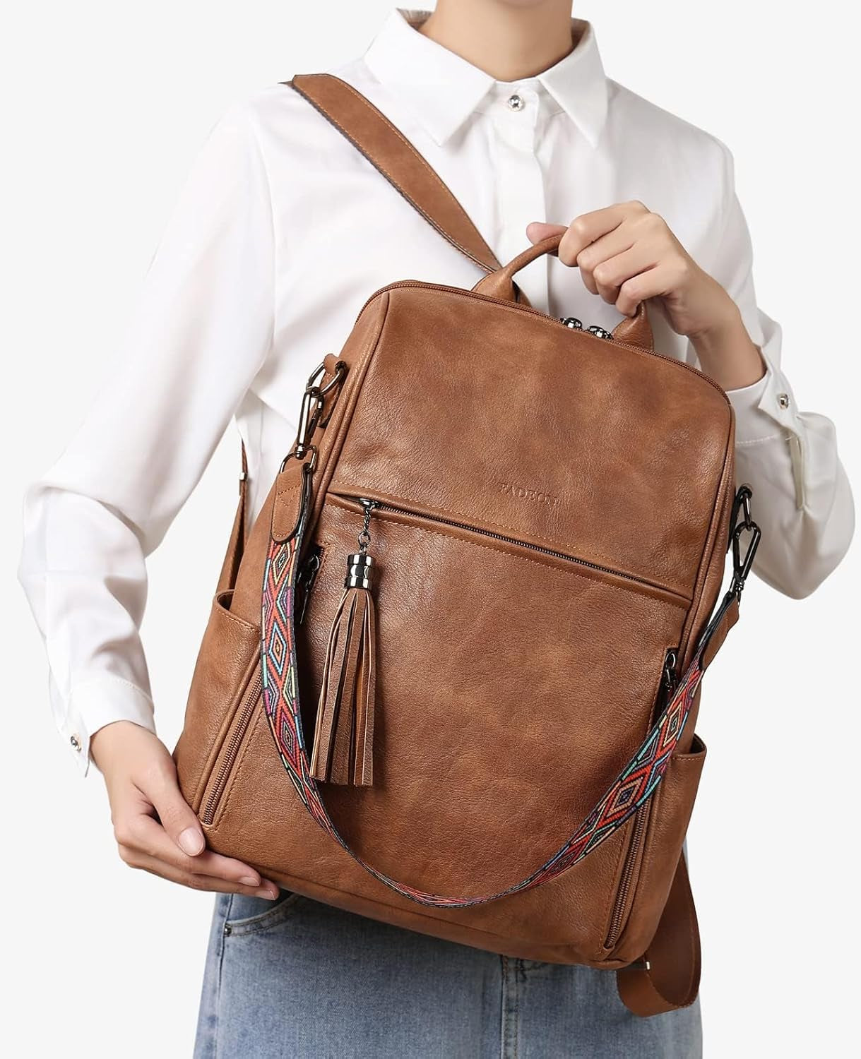 Leather Backpack Purse with Tassel