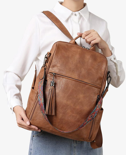 Leather Backpack Purse with Tassel
