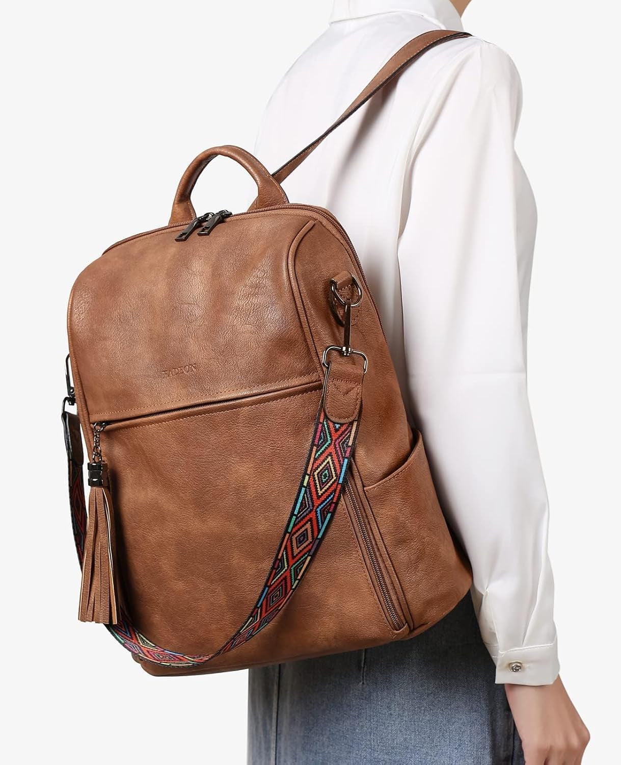 Leather Backpack Purse with Tassel
