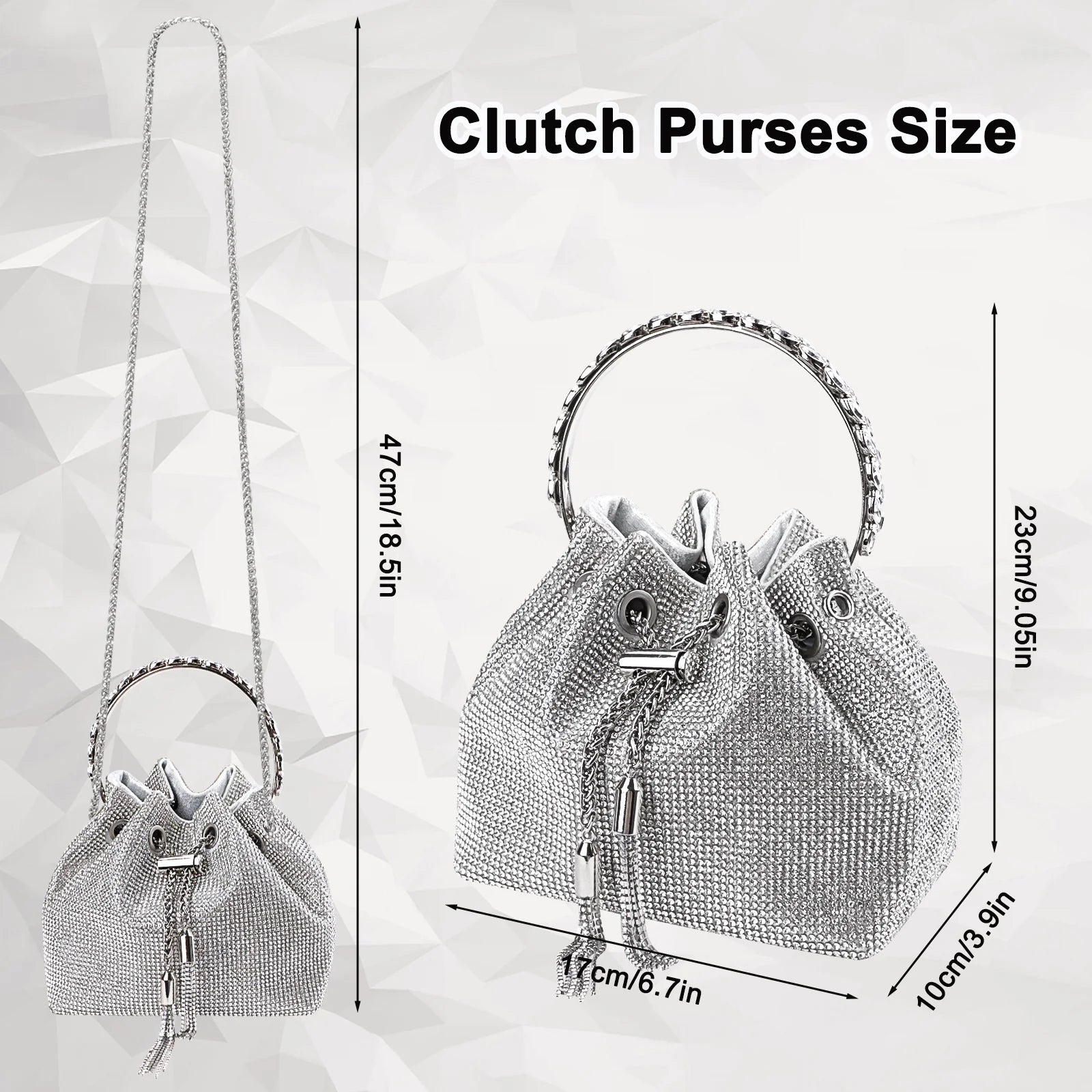 Silver Clutch Ladies Sparkling Rhinestones Purse