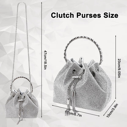 Silver Clutch Ladies Sparkling Rhinestones Purse