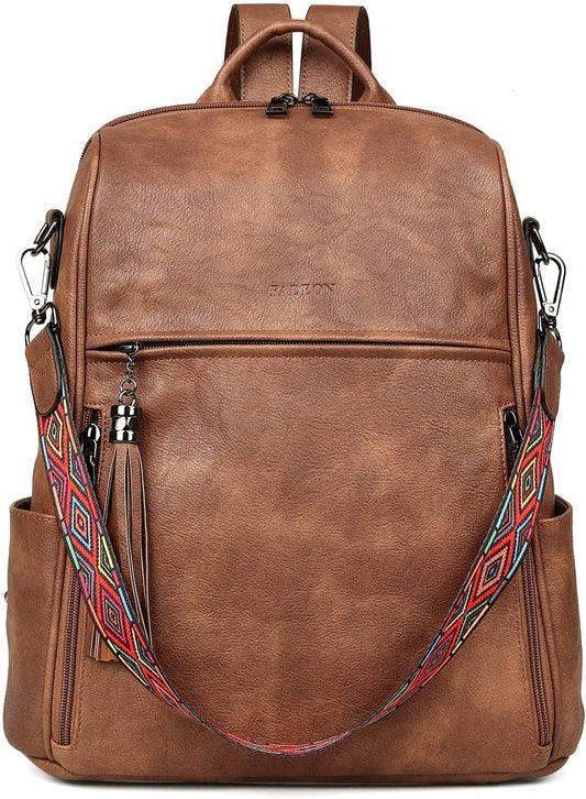 Leather Backpack Purse with Tassel