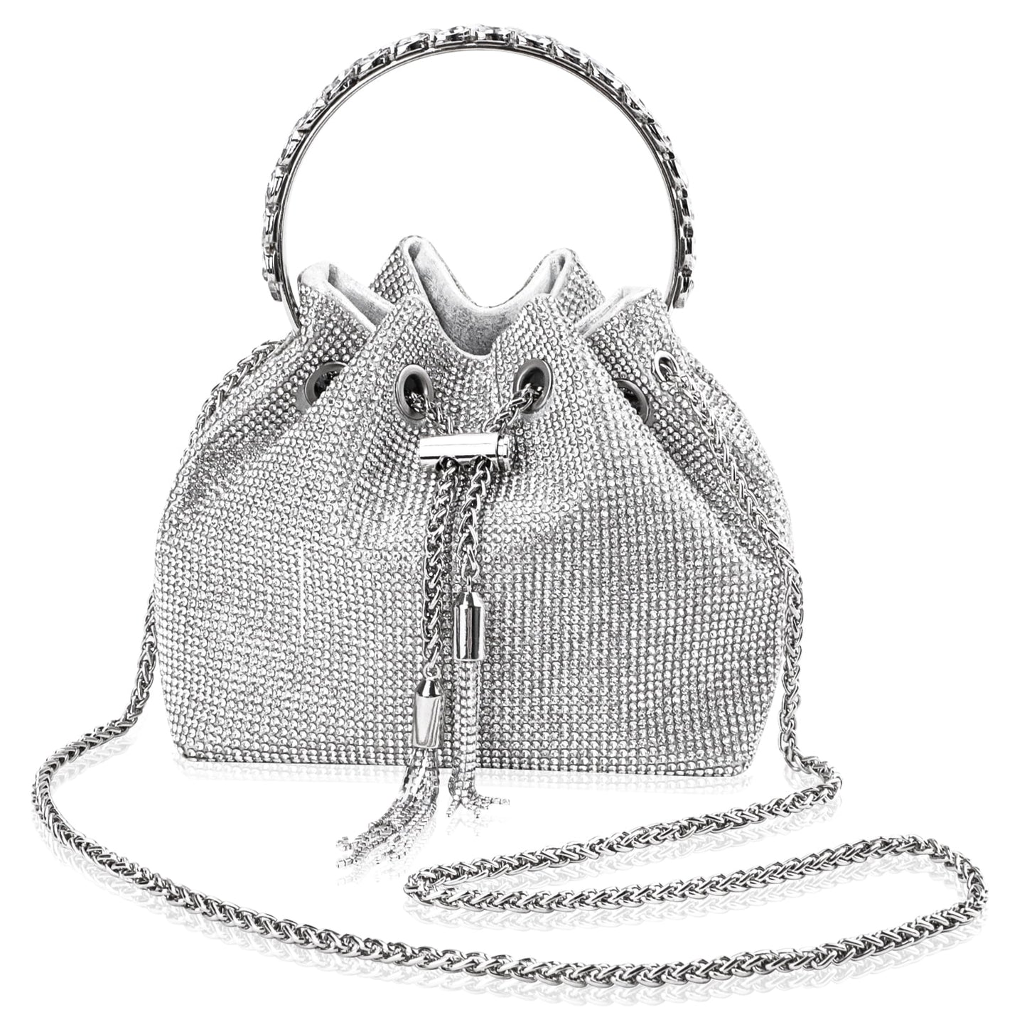 Silver Clutch Ladies Sparkling Rhinestones Purse