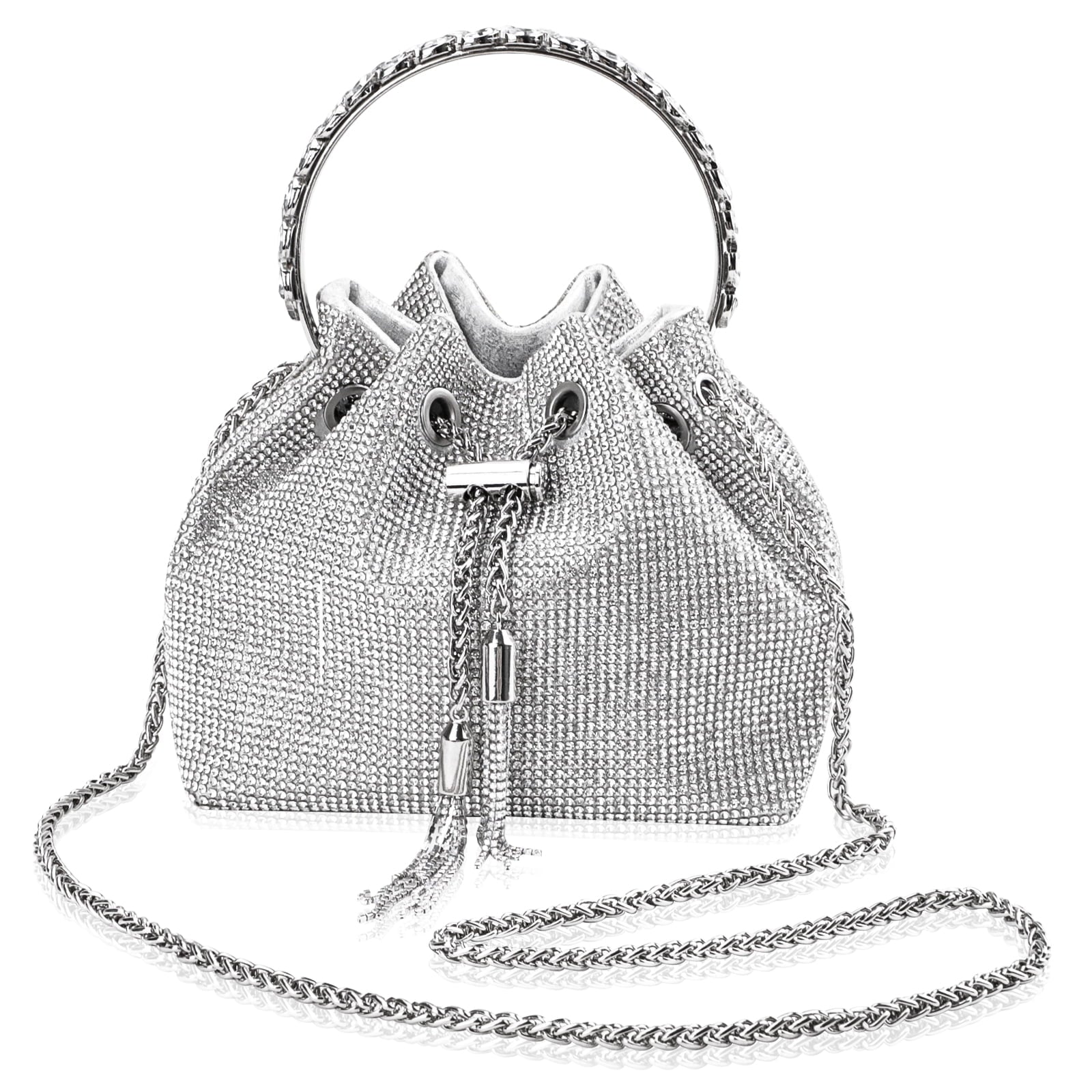 Silver Clutch Ladies Sparkling Rhinestones Purse