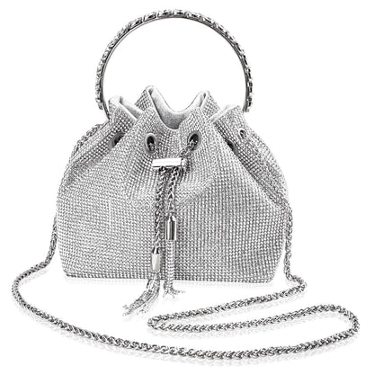 Silver Clutch Ladies Sparkling Rhinestones Purse