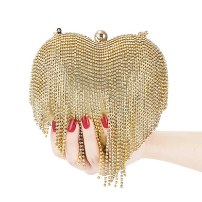 Crystal Tassel Clutch Purse Gold