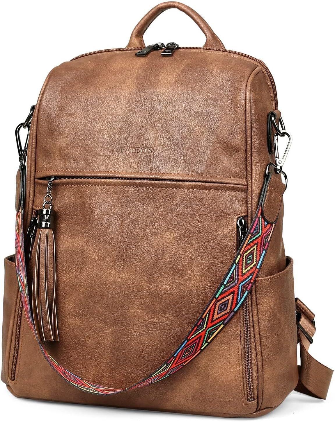 Leather Backpack Purse with Tassel
